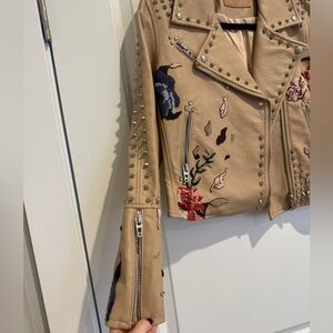 BLANK NYC Floral Embroidered Leather Jacket